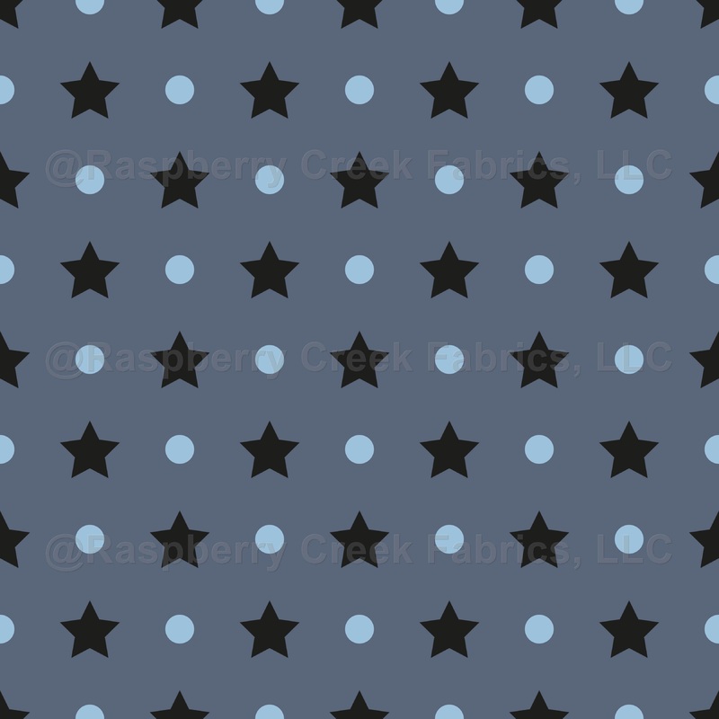 Pattern Of Stars, Black Stars, Blue Dots, Dotted