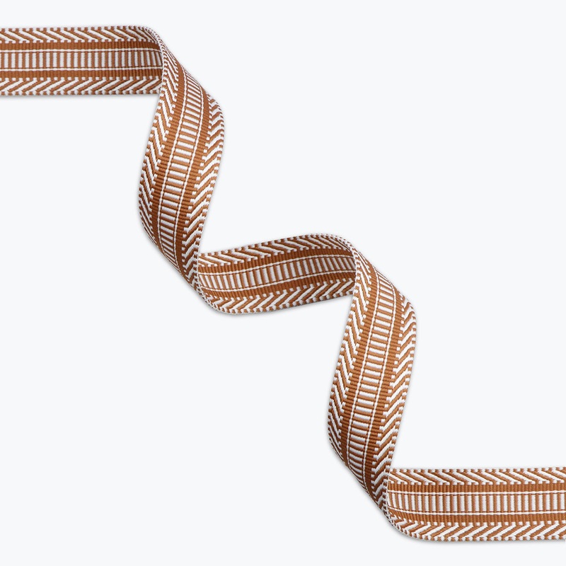 1-1/2" Railroad Track Tan/White Webbing