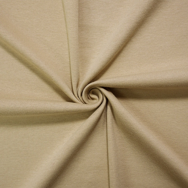 Beige Organic Cotton Solid 1X1 Rib Knit Fabric