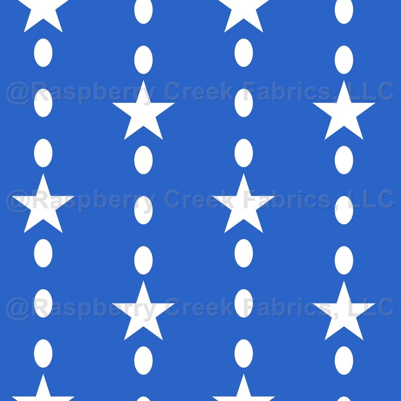 Patriotic Paisley Stars and Drops Stripes Bright Blue