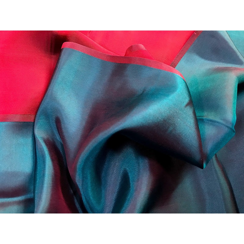 Red Green Plain Silk - PURE MULBERRY SILK fabric by the yard - Luxury silk fabric - Natural silk - Handmade in VietNam - Double-sided silk