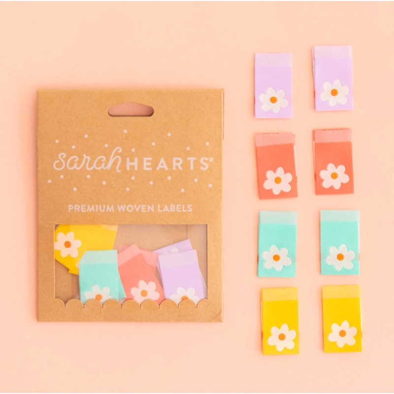 Sarah Hearts Premium Woven Labels : Daisy Multipack