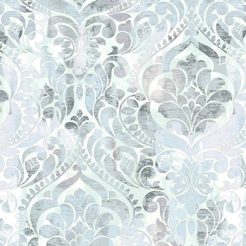 StudioE - You Damask! - A Digitally Printed Collection by Chelsea Designworks - Damask - Ice - 118" Wide Yardage