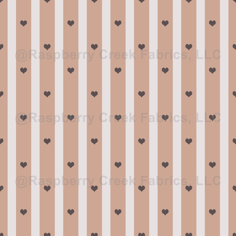 Sweetheart Stripes Print in Nectar from the Love Bud Mini Collection by the Enchanted Easel. Stripes, Hearts, Kids Room, Valentine's Day, Peach, Gray, Wallpaper.