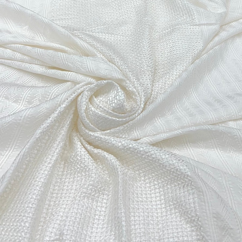 White Lucknowi Parallel Slub Slik Embroidery