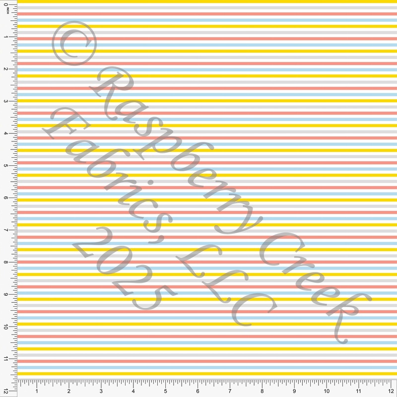 Yellow Coral Light Blue Grey Multi Stripe BP Hop Into Spring Diana Rammell CLUB Fabrics