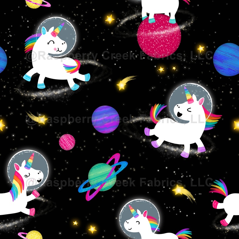 Rainbow Watercolor Unicorn Astronauts On Black