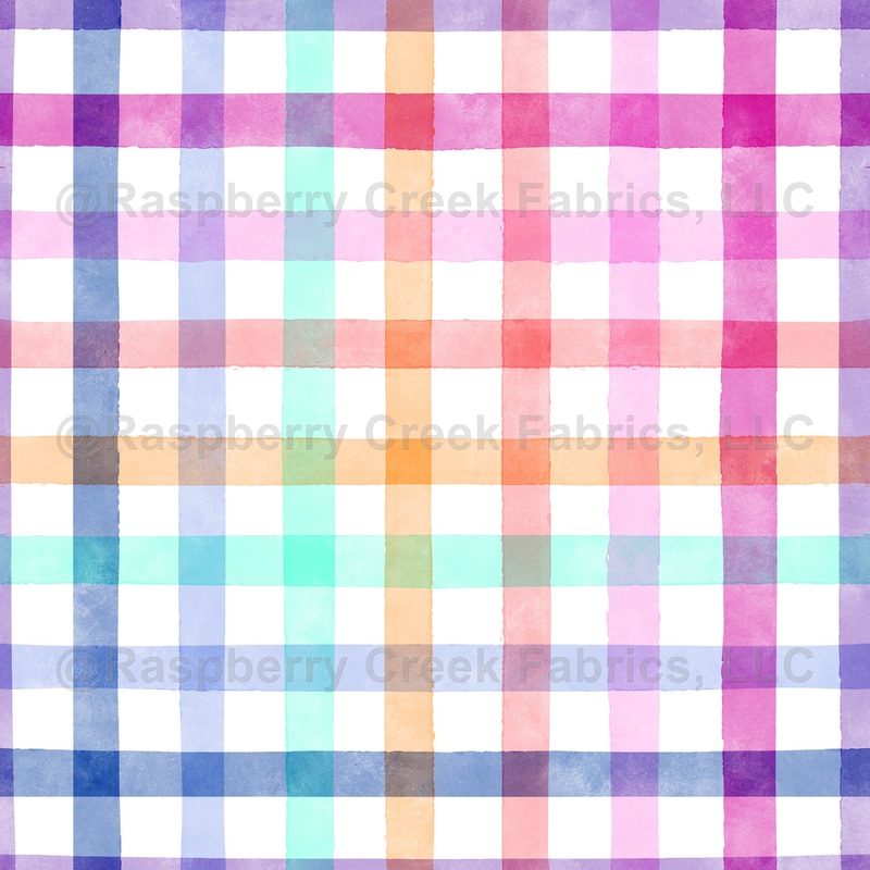 Rainbow, white, pink, purple, Turquoise, yellow, spring, summer, blue, kids, swim, watercolor, plaid
