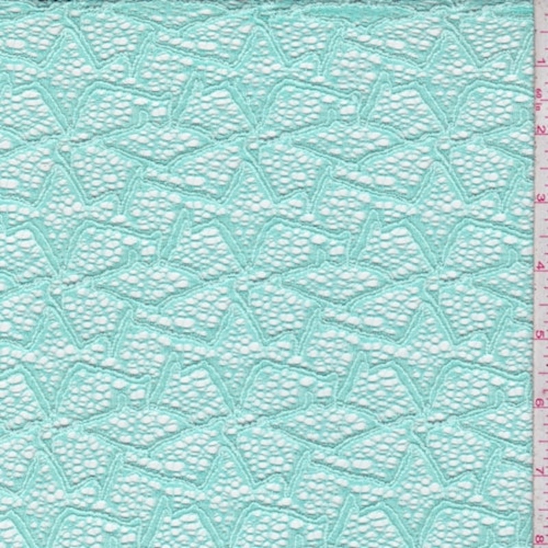 Seafoam Blue Pinwheel Mesh Lace Fabric