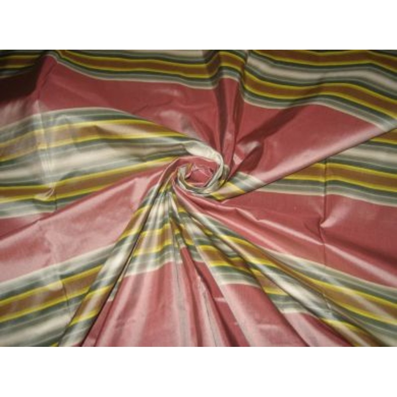 SILK TAFFETA FABRIC 54"-multi colour gorgeous horizontal stripes