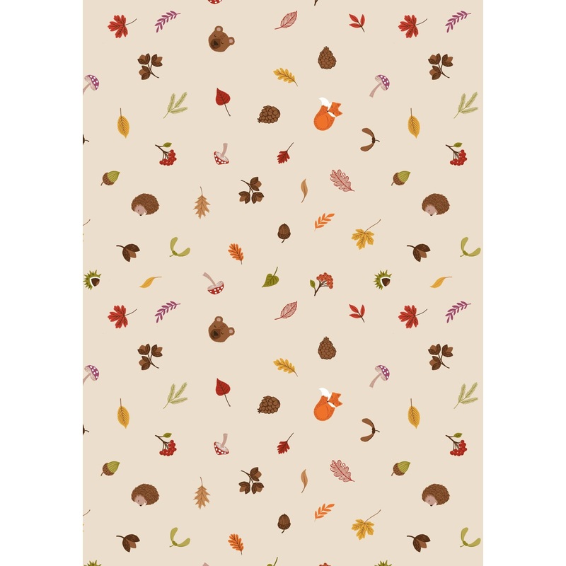A Winter nap - Foxes and Hedgehogs on Natural - Lewis and Irene - 100% Cotton Fabric