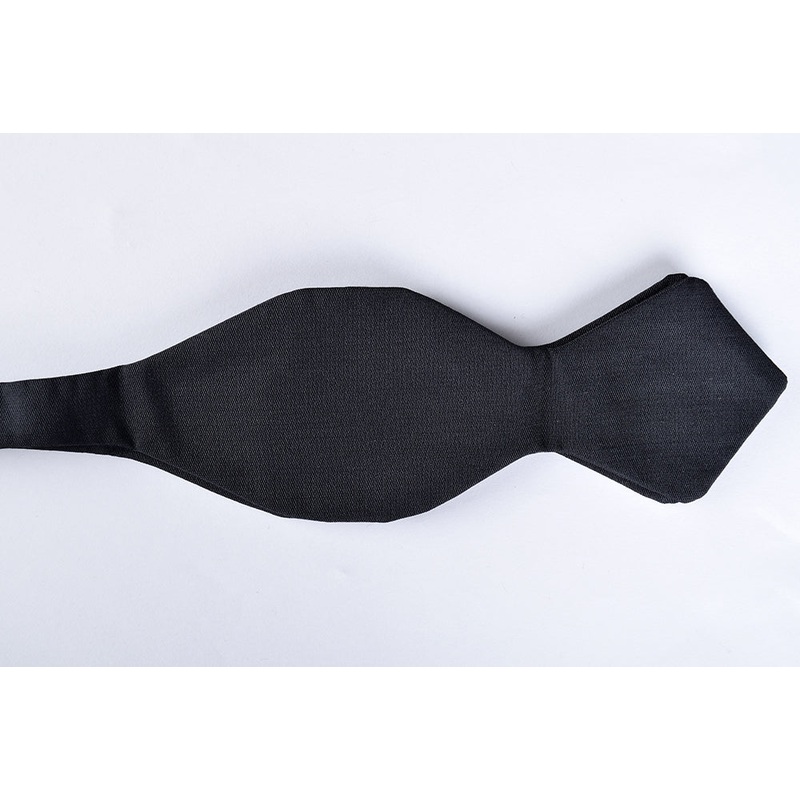 Black Silk Pointed End Bow Tie - Self Tie (CR545BS)