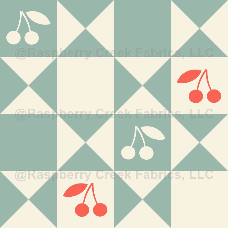 Pick your own cherries - checks cream green by dalightdesign
