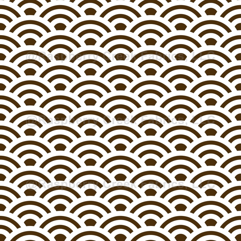 Seigaiha, Waves, Traditional Japanese Pattern, White and Brown