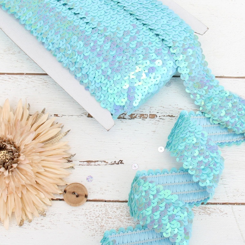 Stretch Sequin Roll - 1 1/2in - Light Blue - 10 meters (11 yards)