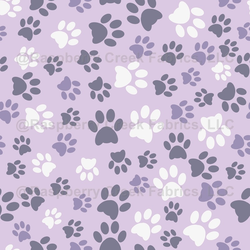 Pattern Of Paws, Dog Paws, Cat Paws, White and Purple Paws on Pink Background