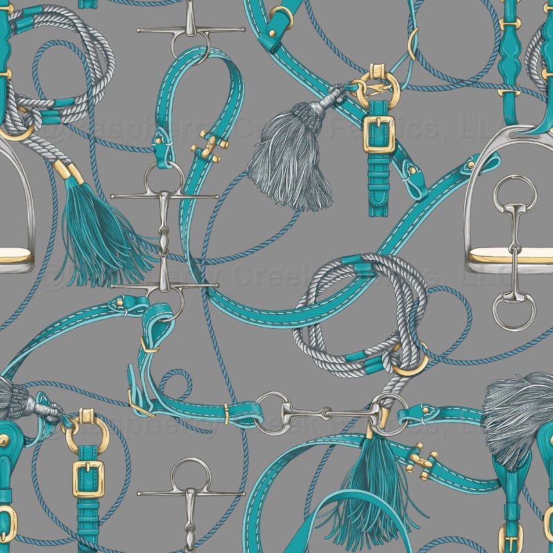 Rider Chic - Pale Grey with Teal Tack