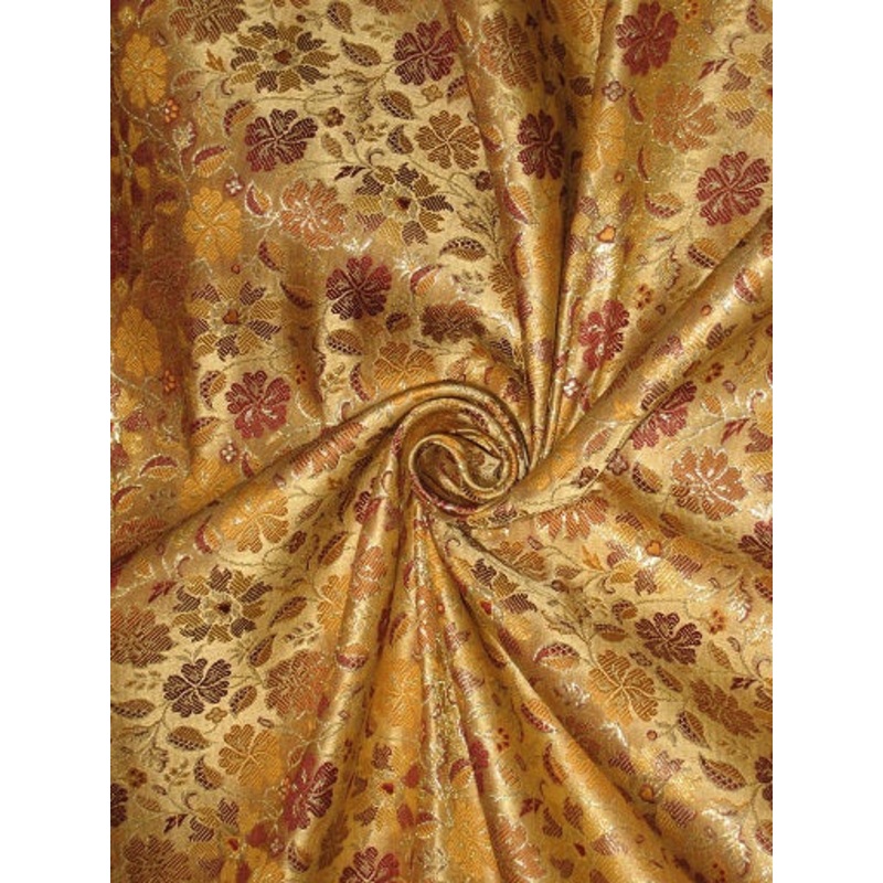 SILK BROCADE FABRIC Multi colour 44" BRO41 available in two styles