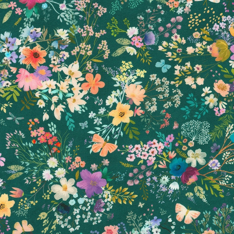 Unicorn Meadow - Teal - by Sanja Rescik for Robert Kaufman - 100% Cotton Fabric