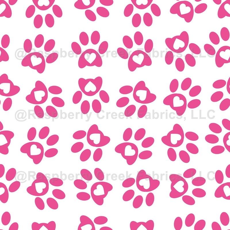 Paws Pattern, Dog Paws, Cat Paws, Pink Paws With Hearts
