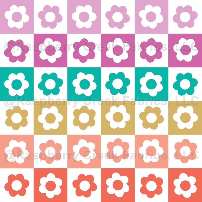 Purple Brights Daisy Checkerboard