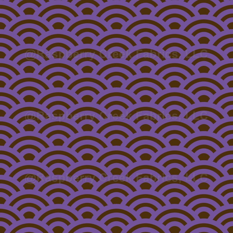 Seigaiha, Waves, Traditional Japanese Pattern, Lilac and Brown