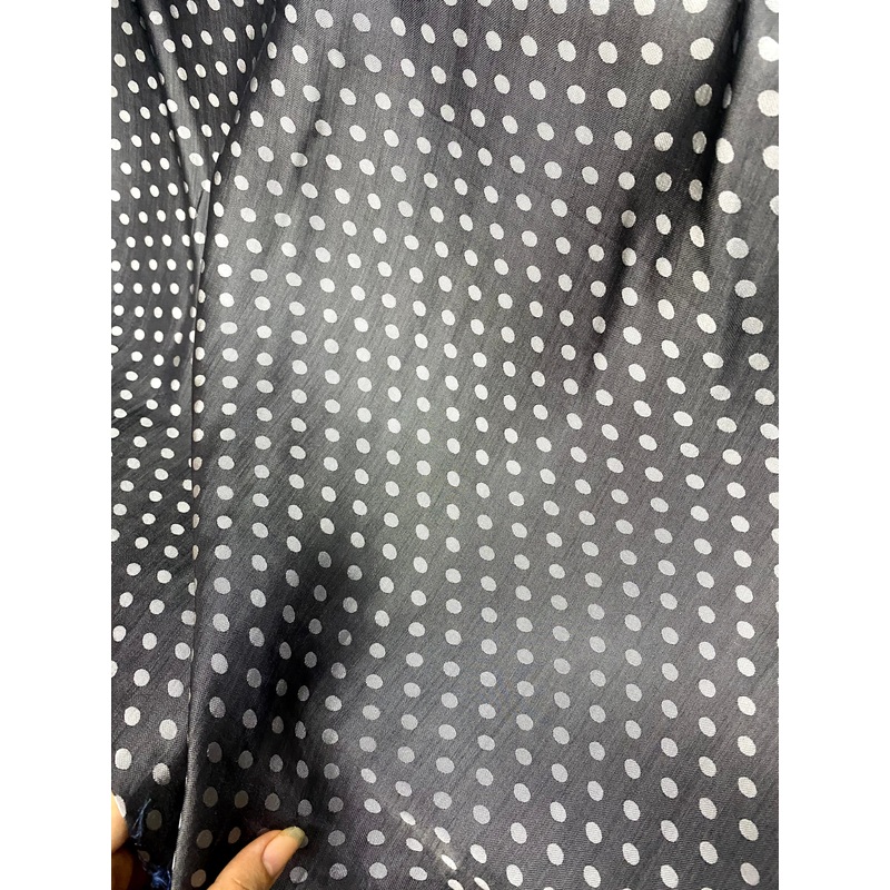 Dark grey dot silk - PURE MULBERRY SILK fabric by the yard - Polkadot silk -Luxury Silk - Natural silk - Handmade in VietNam- Silk with Design