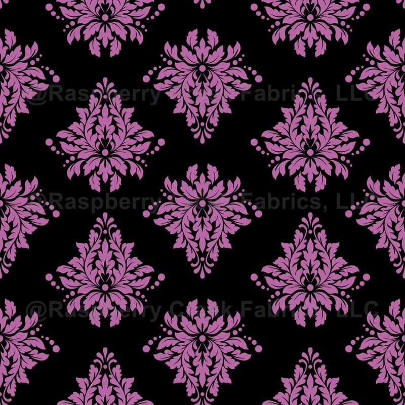 Purple Damask on Black