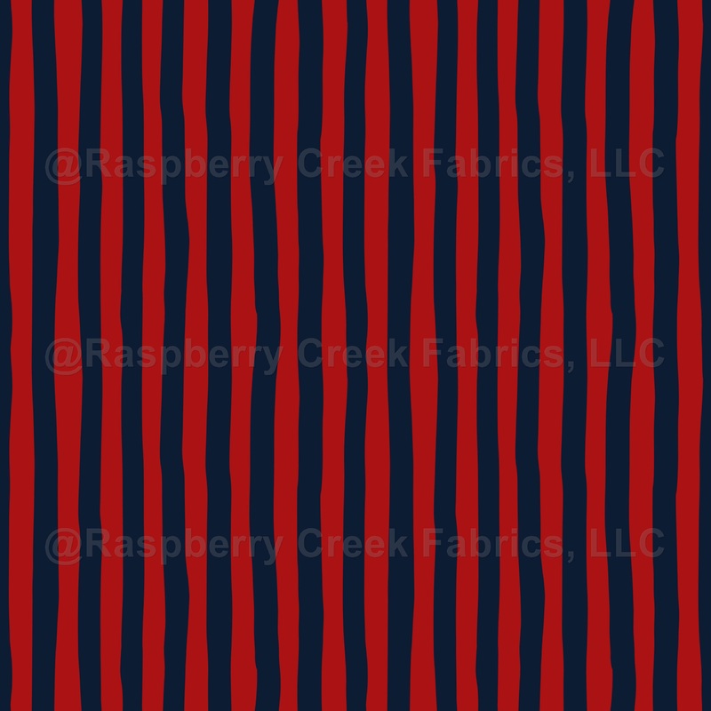 Red & Navy Blue Wonky Stripes
