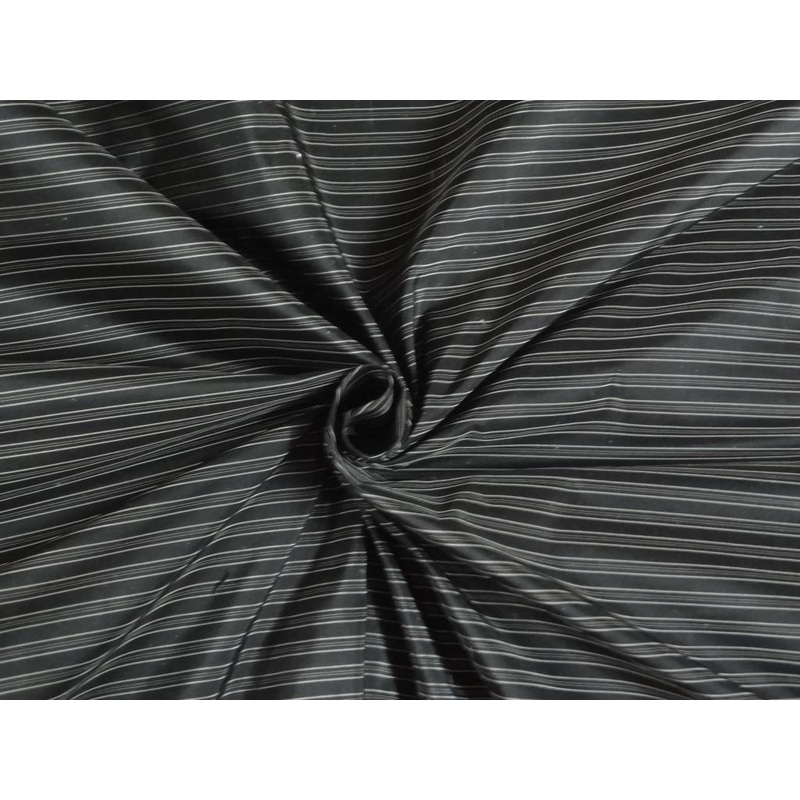 SILK TAFFETA Fabric Black & Ivory color STRIPES 54" wide TAF#S80