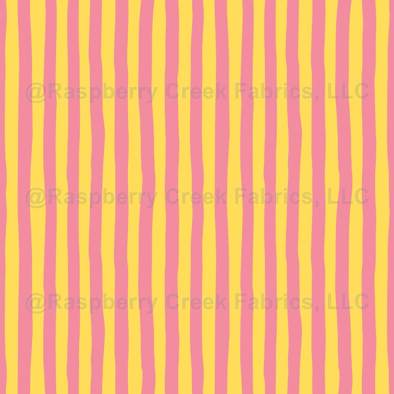 Yellow & Flamingo Pink Wonky Stripes