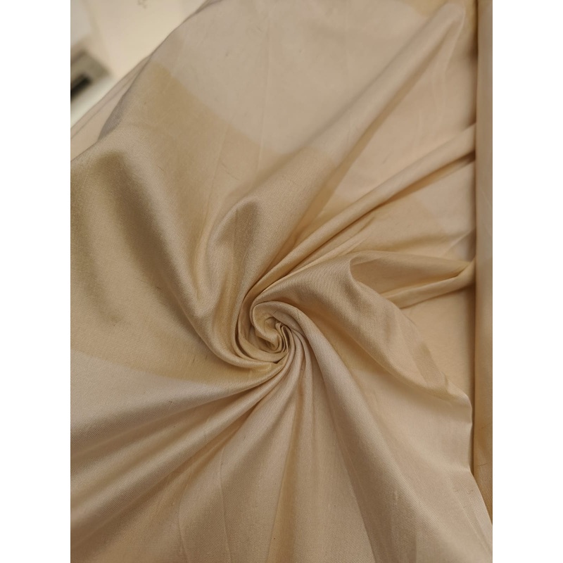 100% Pure Silk dupion stripes of ivory cream and golden cream 54" DUPS78
