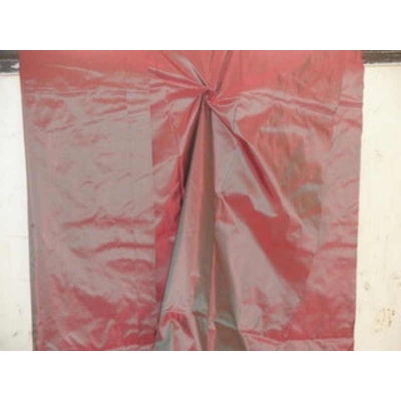 100% Pure SILK TAFFETA FABRIC Red x Green color 54" wide