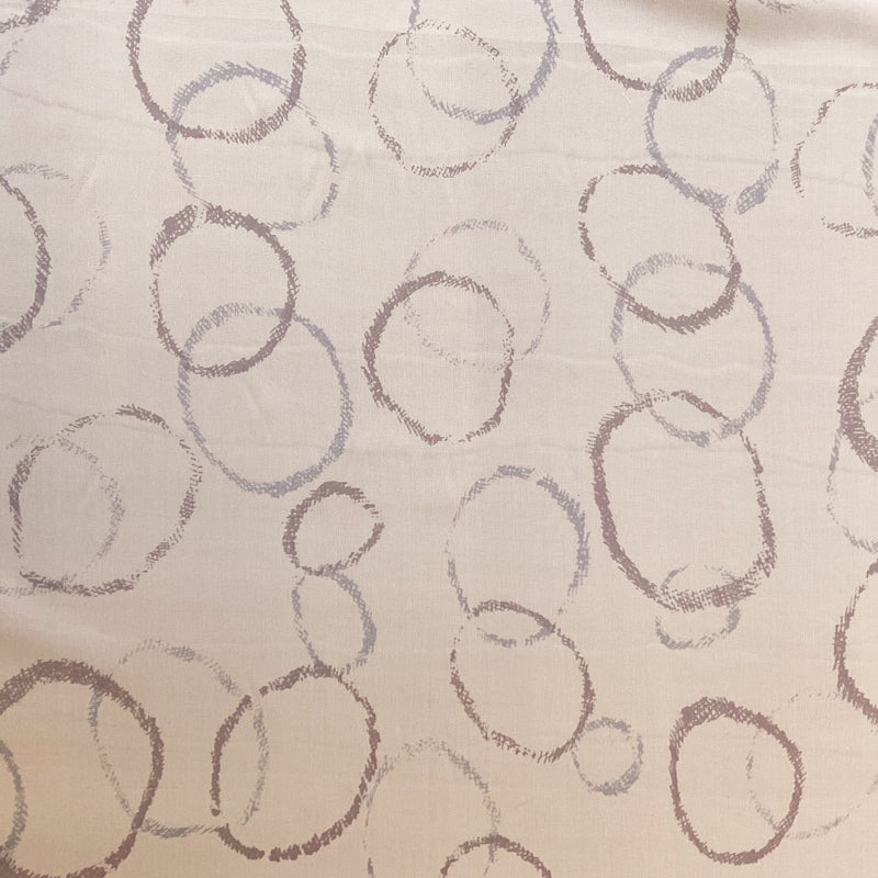 3 3/4 YD PC-Off White-Gray-Blue Circles Silk Chiffon Designer Remnant Fabric