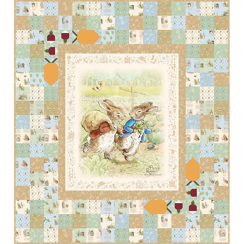 Peter Rabbit and Benjamin Bunny by Beatrix Potter Collection : Peter's Garden Adventure Quilt Kit
