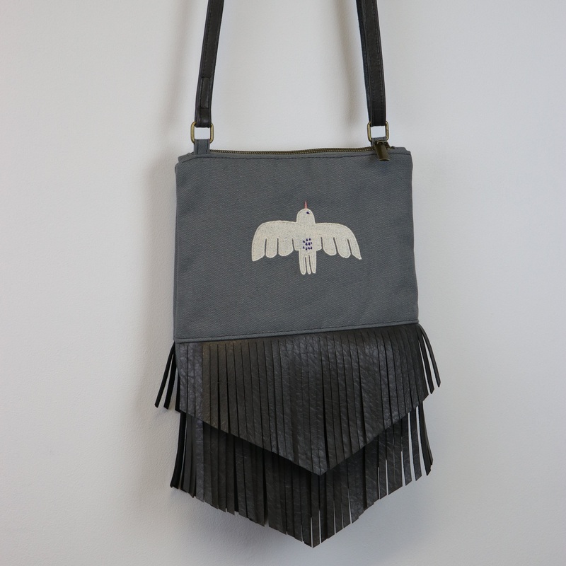Sample Sale - Zelda - Robert Kaufman Big Sur Grey Canvas w/ Sulky Embroidery