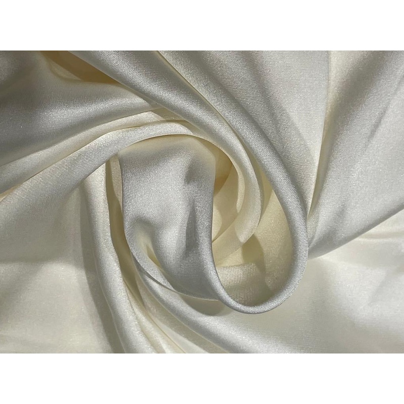 100% Silk LYCRA Satin fabric 120 gms OR 32 MOMME 44" WIDE - WHITE IVORY WHITE IVORY