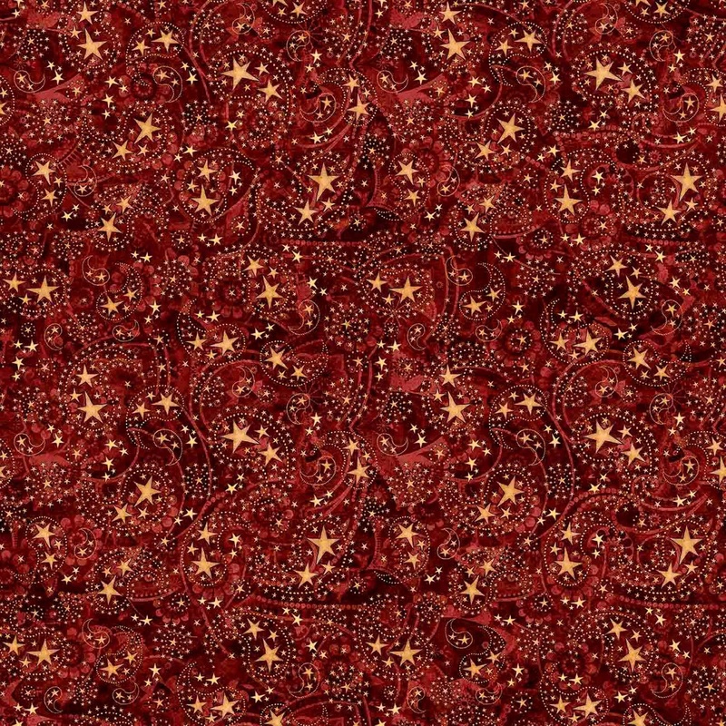 1776 Paisley & Stars 31665 Brick M - QT Fabrics - Independence Day - Swirls Tonal Sparkle - Quilting Cotton Fabric
