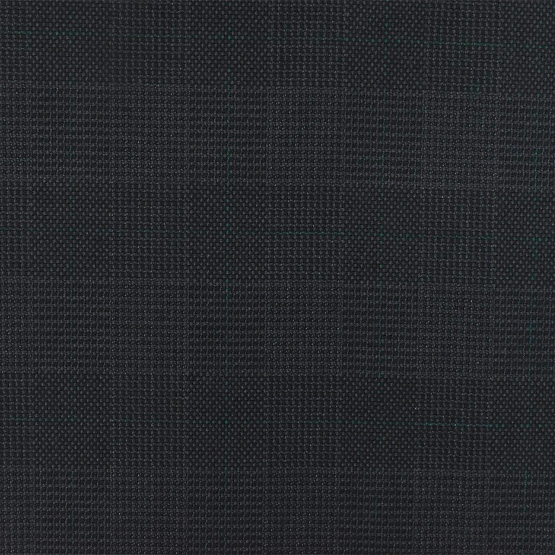 Black-Gray-Green Plaid Poly-Wool Woven Suiting Fabric