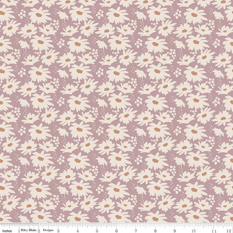 SALE Forgotten Memories Daisy C12751 Amethyst - Riley Blake Designs - White Daisies Floral Flowers - Quilting Cotton Fabric