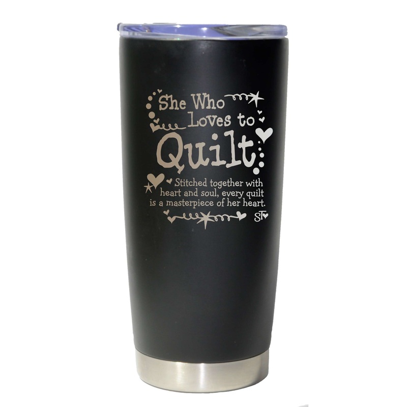 She Who Loves To Quilt Premium Tumbler