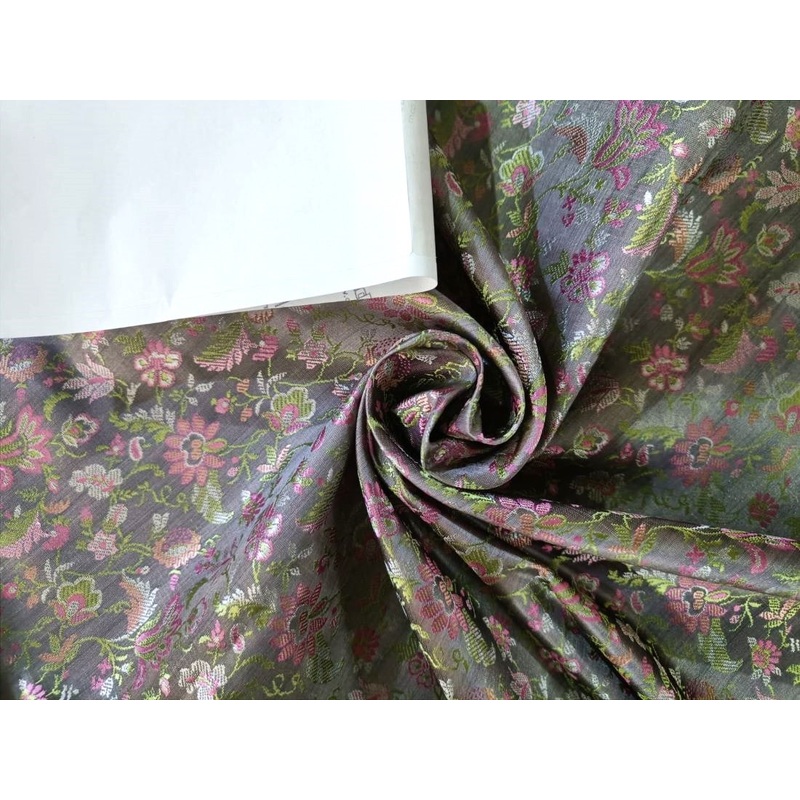 Silk Brocade fabric 44" wide BRO861 available in 3 colours Grey ,Beige and Blueish Grey BRO861 Grey