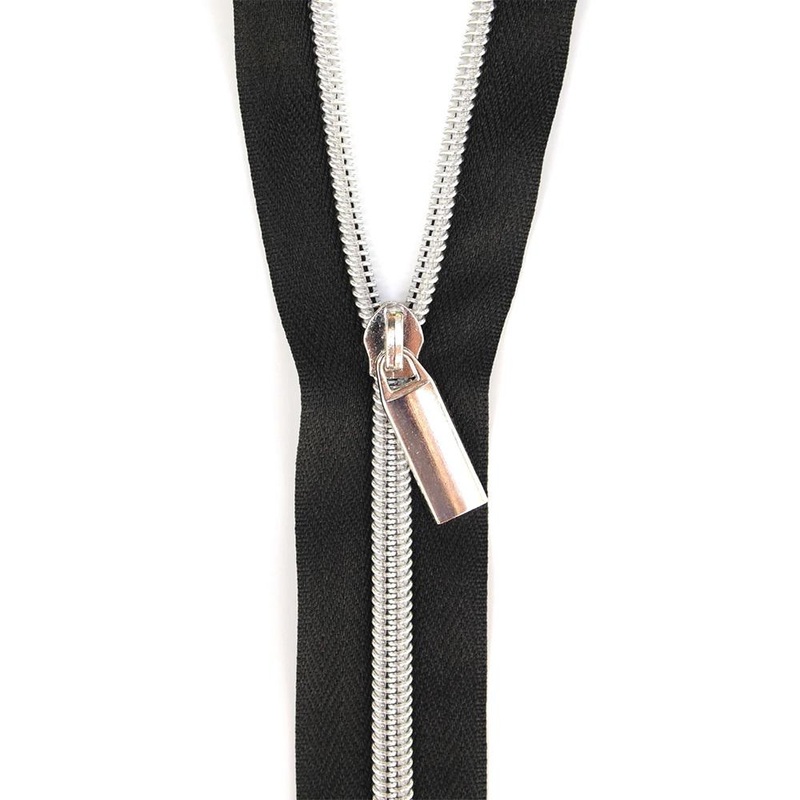 Zippers By The Yard Black Tape Nickel Teeth #5