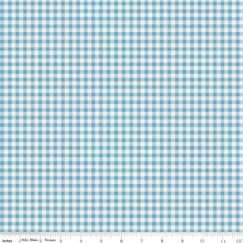 17" End of Bolt - FLANNEL The Tale of Peter Rabbit PRINTED Gingham F15318 Blue - Riley Blake - Flannel Cotton Fabric - Licensed Product