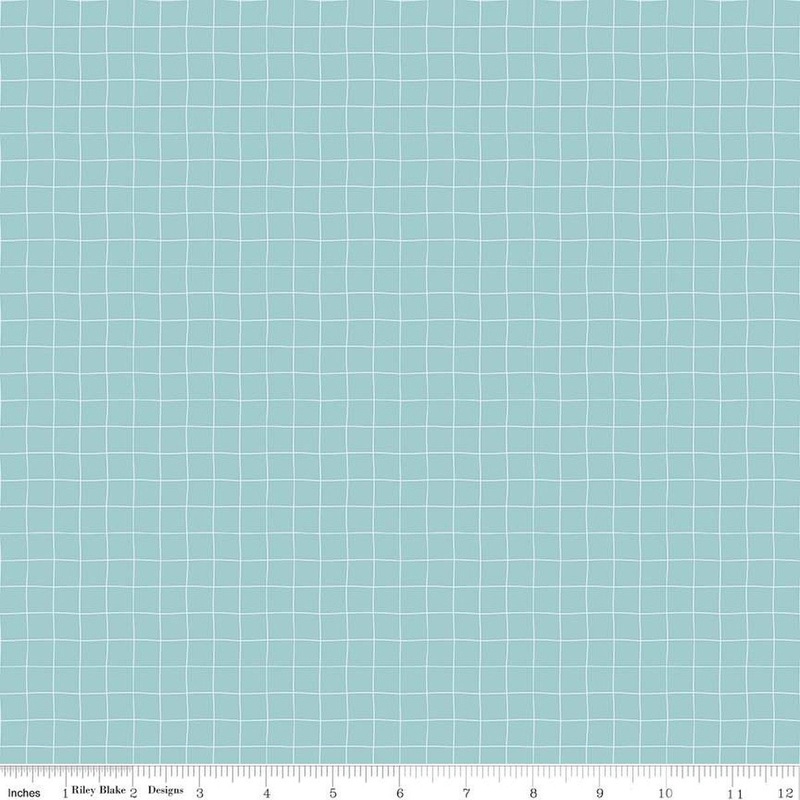 17" End of Bolt - SALE Sew Much Fun Grid C12457 Sky - Riley Blake Designs - White Lines Geometric Sewing - Quilting Cotton Fabric