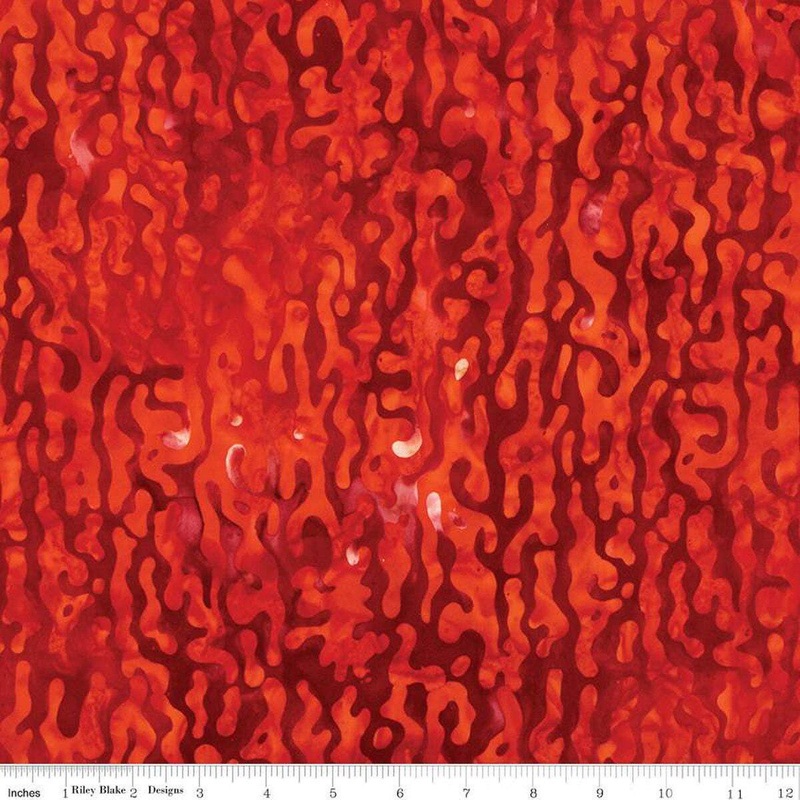 SALE Batiks Expressions Halloween BTAP1253 Crimson - Riley Blake Designs - Hand-Dyed Tjaps Print - Quilting Cotton Fabric