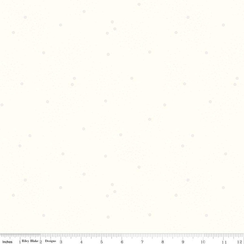SALE Dainty Daisy on Cloud C700 White - Riley Blake Designs - Floral Flowers Pin Dots Tone-on-Tone - Quilting Cotton Fabric