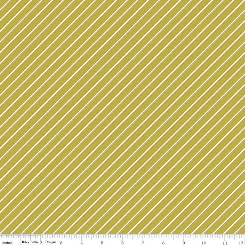 SALE Hibiscus Stripes Citron - Riley Blake Designs - Quilting Cotton Fabric