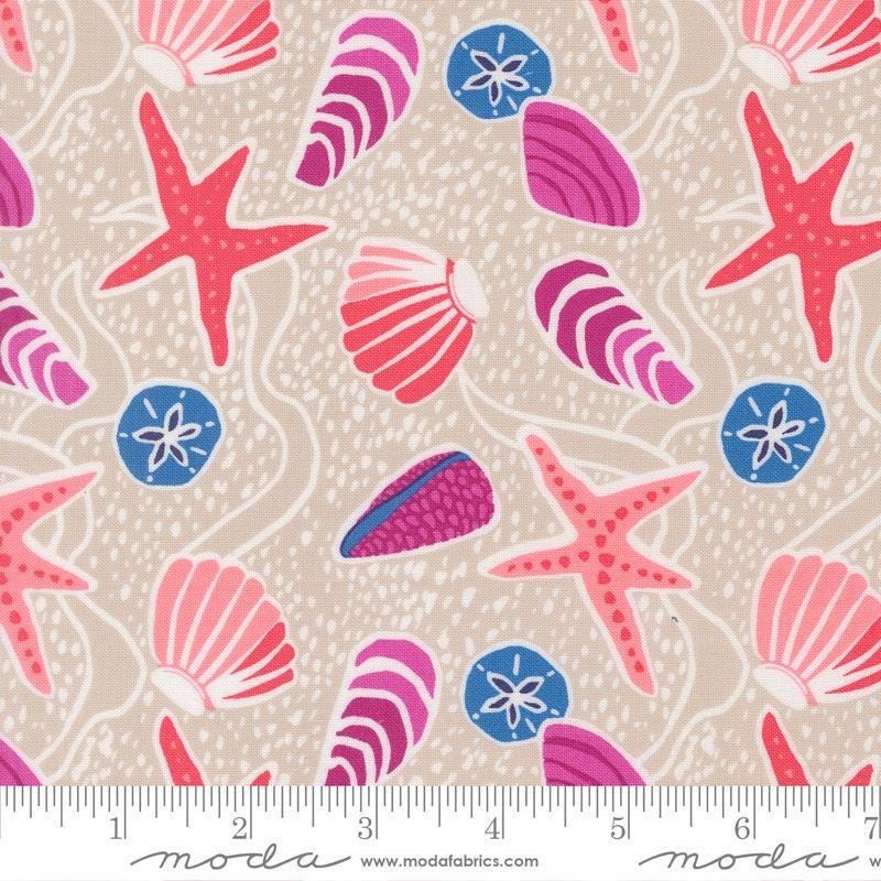 SALE Reef Sea Shells 27340 Sand - Moda Fabrics - Novelty Starfish Seastar Sand Dollar Clam Shell - Quilting Cotton Fabric