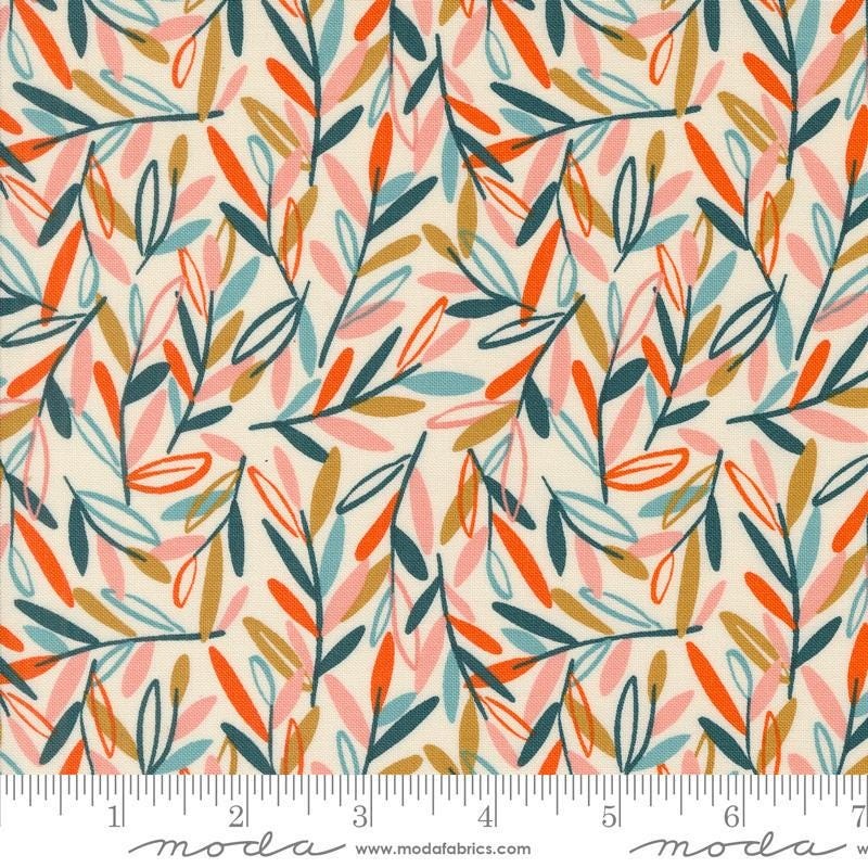 SALE Things Above Leafscape 45613 Eggshell - Moda Fabrics - Leaves Leaf Stems Vines Fern - Quilting Cotton Fabric
